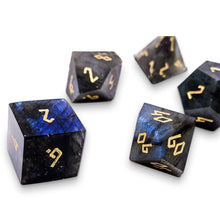 Load image into Gallery viewer, Blue Labradorite - 7 Piece RPG Set Gemstone Dice