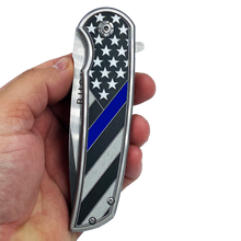 Load image into Gallery viewer, BL1-03 Thin Blue Line pocket tool Police Law Enforcement First Responder Rescue Tactical Survival