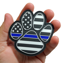 Load image into Gallery viewer, BL5-024 Police Thin Blue Line K9 Canine Rubber Silicone Morale Patch large 3 inch with hook and loop