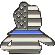 Load image into Gallery viewer, GL09-005 Thin Blue Line Flag Police Challenge Coin Always Be Yourself Self Standing Frog NYPD LAPD CBP FBI