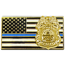 Load image into Gallery viewer, BFP-005 New York Police Department Sergeant American Flag Pin Thin Blue Line NYPD SGT