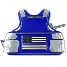 Load image into Gallery viewer, CL6-12 MSP M4 Body Armor 3D self standing Challenge Coin Massachusetts State Police Trooper Thin Blue Line