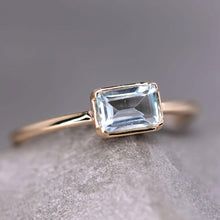 Load image into Gallery viewer, Natural Blue Topaz Wedding Band 14K Yellow Gold Ring