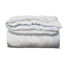 Load image into Gallery viewer, Blue White Cotton Quilt With Striped Edge