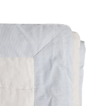 Load image into Gallery viewer, Blue White Cotton Quilt With Striped Edge