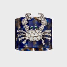 Load image into Gallery viewer, Crab blue tortoiseshell resin napkin rings, set of four