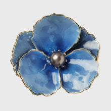 Load image into Gallery viewer, Enamel flower napkin rings, blue, set of four