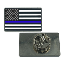 Load image into Gallery viewer, EL8-014 Thin Blue Line Flag Pin uniform Police Officer Police Department Law Enforcement CBP FAM FBI LAPD Chicago DEA ATF