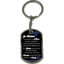 Load image into Gallery viewer, GL5-005 Police Officer Prayer Saint Michael Protect Us Matthew 14:30 Challenge Coin Dog Tag Keychain Thin Blue Line
