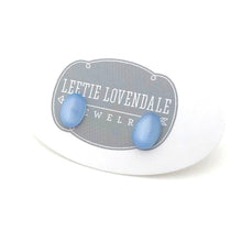 Load image into Gallery viewer, Light Blue Oval Moonglow Stud Minimalist Earrings