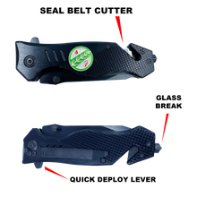 Load image into Gallery viewer, Bounty Hunter 3-in-1 Police Tactical Rescue knife tool with Seatbelt Cutter, Steel Serrated Blade, Glass Breaker Patrol Agent CBP
