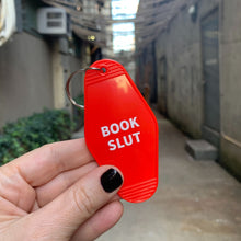 Load image into Gallery viewer, Book Slut Red Motel Style Keychain
