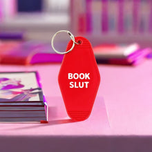 Load image into Gallery viewer, Book Slut Red Motel Style Keychain