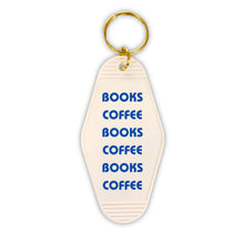 Load image into Gallery viewer, Books Coffee Books Coffee Motel Style Keychain in White