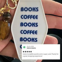Load image into Gallery viewer, Books Coffee Books Coffee Motel Style Keychain in White