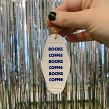 Load image into Gallery viewer, Books Coffee Books Coffee Motel Style Keychain in White