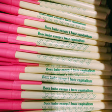 Load image into Gallery viewer, Boss Babe Except I Hate Capitalism Ballpoint Pen in Cream | Gen Z Aesthetic Blue Ink