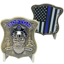 Load image into Gallery viewer, K-018 Boston Police Challenge Coin Thin Blue Line Back the Blue BPD