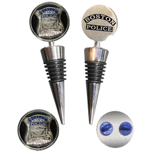 Load image into Gallery viewer, GL4-001 Boston Police Officer BPD Challenge Coin Wine Bottle Stopper with Lapel Pin