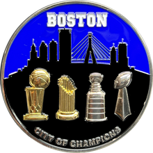 Load image into Gallery viewer, EL6-022 Boston Police MSP Massachusetts State Police Stadium Detail City of Champions Challenge Coin BPD parade