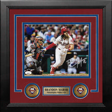 Load image into Gallery viewer, Brandon Marsh in Action Autographed Philadelphia Phillies 8" x 10" Framed Baseball Photo