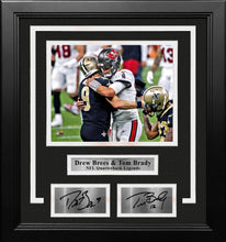 Load image into Gallery viewer, Drew Brees and Tom Brady 8" x 10" Framed Quarterback Legends Football Photo with Engraved Autographs