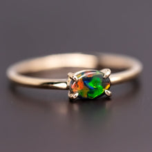 Load image into Gallery viewer, Bright Black Opal Band Engagement Ring 18K Yellow Gold