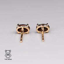 Load image into Gallery viewer, Minimalist Bright Australian Doublet Opal Oval Stud Earrings 14K Yellow Gold