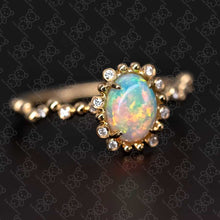 Load image into Gallery viewer, Bubble Tea Design Australian Opal Diamond Engagement Ring 18K Yellow Gold