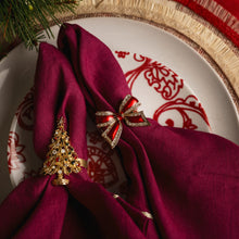 Load image into Gallery viewer, Enamel bow skinny napkin rings, red, set of four