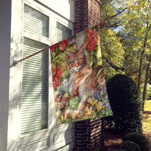 Load image into Gallery viewer, Tabby In The Roses by Debbie Cook Flag Canvas House Size CDCO0027CHF