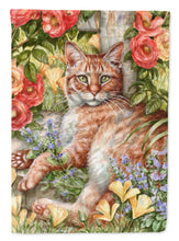 Load image into Gallery viewer, Tabby In The Roses by Debbie Cook Flag Canvas House Size CDCO0027CHF