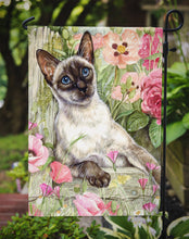 Load image into Gallery viewer, Siamese cat in the Roses Garden Flag – Decorative Outdoor Yard Flag CDCO0033GF