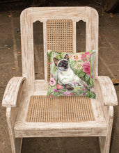 Load image into Gallery viewer, Siamese cat in the Roses Canvas Decorative Pillow CDCO0033PW1414