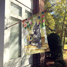 Load image into Gallery viewer, Cat and Peacock Feathers Flag Canvas House Size CDCO0035CHF