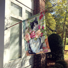 Load image into Gallery viewer, Black and White Rose Cat Flag Canvas House Size CDCO0176CHF