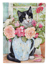 Load image into Gallery viewer, Black and White Rose Cat Flag Canvas House Size CDCO0176CHF