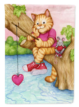 Load image into Gallery viewer, Valentine Cat Fishing For Love Flag Canvas House Size CDCO0320CHF