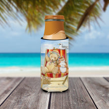 Load image into Gallery viewer, Summer Teddy Bear and Cat on Beach Slim Can Hugger – Fun &amp; Functional Drink Coolers CDCO0336MUK