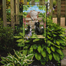 Load image into Gallery viewer, Bull and Pup Friends by Debbie Cook Garden Flag – Decorative Outdoor Yard Flag CDCO0378GF