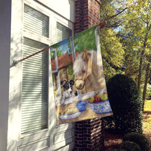 Load image into Gallery viewer, Jack Russel Puppy and Foal Horse Flag Canvas House Size CDCO0379CHF
