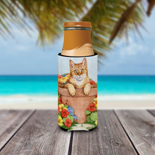 Load image into Gallery viewer, Ginger Cat In Pot by Debbie Cook Slim Can Hugger – Fun &amp; Functional Drink Coolers CDCO0395MUK