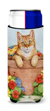 Load image into Gallery viewer, Ginger Cat In Pot by Debbie Cook Slim Can Hugger – Fun &amp; Functional Drink Coolers CDCO0395MUK