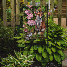 Load image into Gallery viewer, Fox Waiting in Flowers Garden Flag – Decorative Outdoor Yard Flag CDCO0442GF
