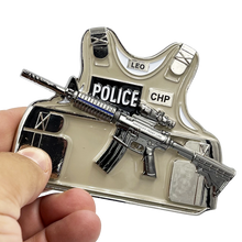 Load image into Gallery viewer, BL15-020 California Highway Patrol CHP M4 Body Armor 3D self standing Challenge Coin Thin Blue Line