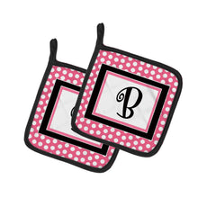 Load image into Gallery viewer, Letter B Monogram - Pink Black Polka Dots Pot Holders - Set of 2 - Heat-Resistant Kitchen Essentials CJ1001-BPTHD