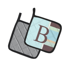 Load image into Gallery viewer, Letter B Initial Monogram - Blue Stripes Pot Holders - Set of 2 - Heat-Resistant Kitchen Essentials CJ1003-BPTHD