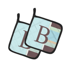 Load image into Gallery viewer, Letter B Initial Monogram - Blue Stripes Pot Holders - Set of 2 - Heat-Resistant Kitchen Essentials CJ1003-BPTHD