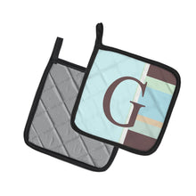 Load image into Gallery viewer, Letter G Initial Monogram - Blue Stripes Pot Holders - Set of 2 - Heat-Resistant Kitchen Essentials CJ1003-GPTHD