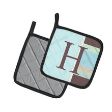 Load image into Gallery viewer, Letter H Initial Monogram - Blue Stripes Pot Holders - Set of 2 - Heat-Resistant Kitchen Essentials CJ1003-HPTHD